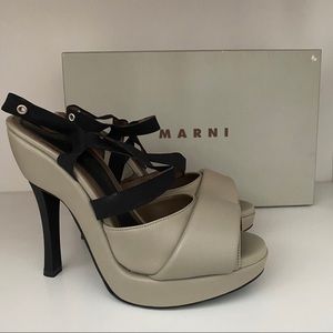Marni Runway Gray Strappy Open Toe Heels Sandals